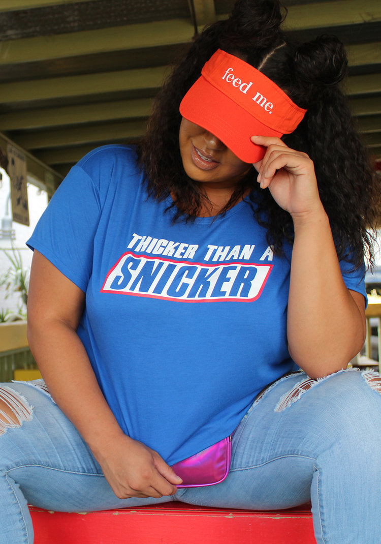 "Thicker Than A Snicker" Blue Tee
