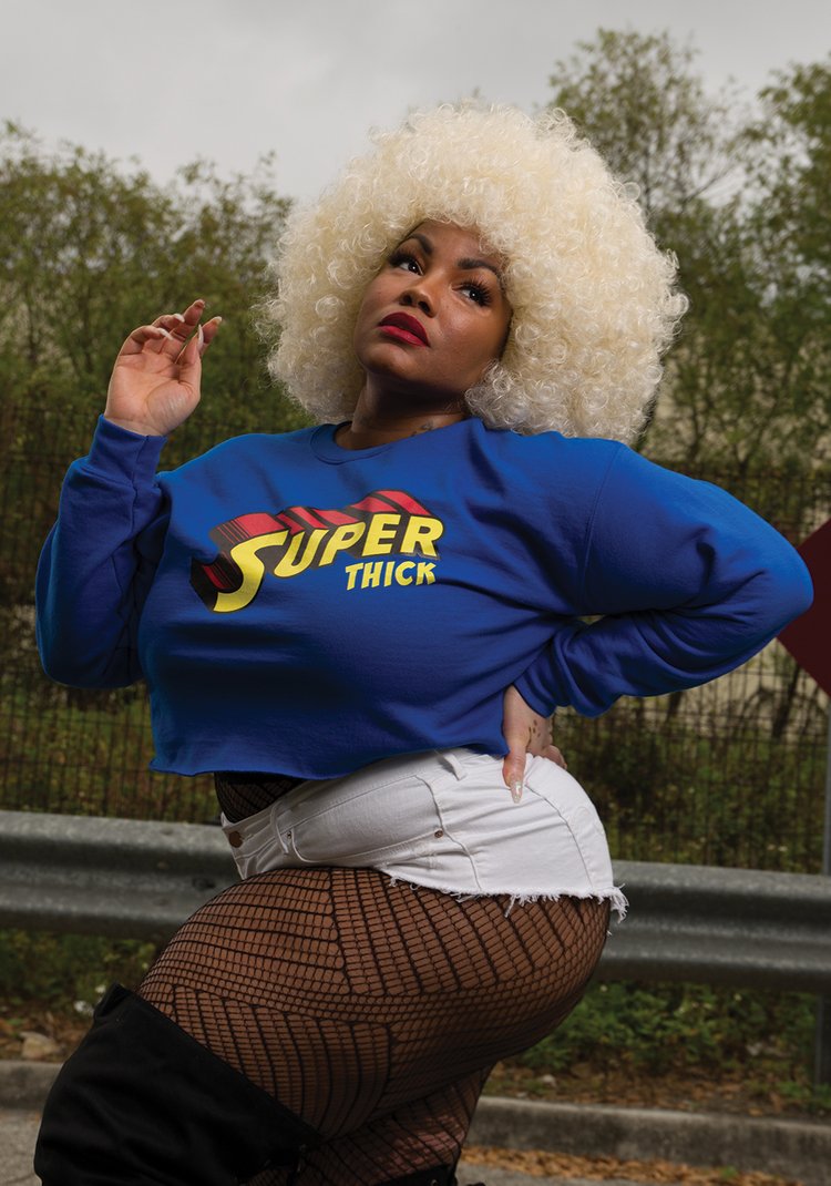 "Super Thick" Royal Blue Tees, Sweater Crops And Sweatshirts