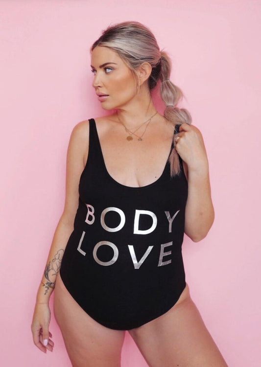 "Body Love" Metallic Scoop Neck Bodysuit