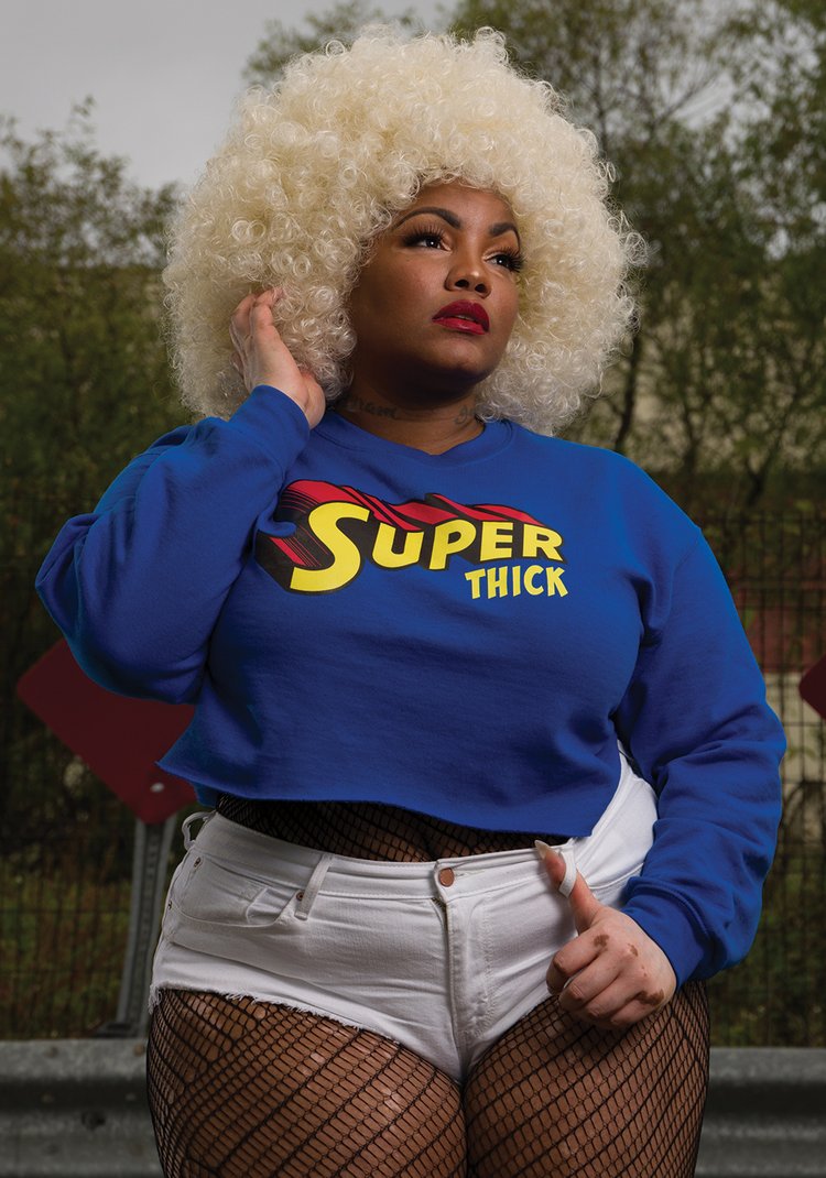 "Super Thick" Royal Blue Tees, Sweater Crops And Sweatshirts